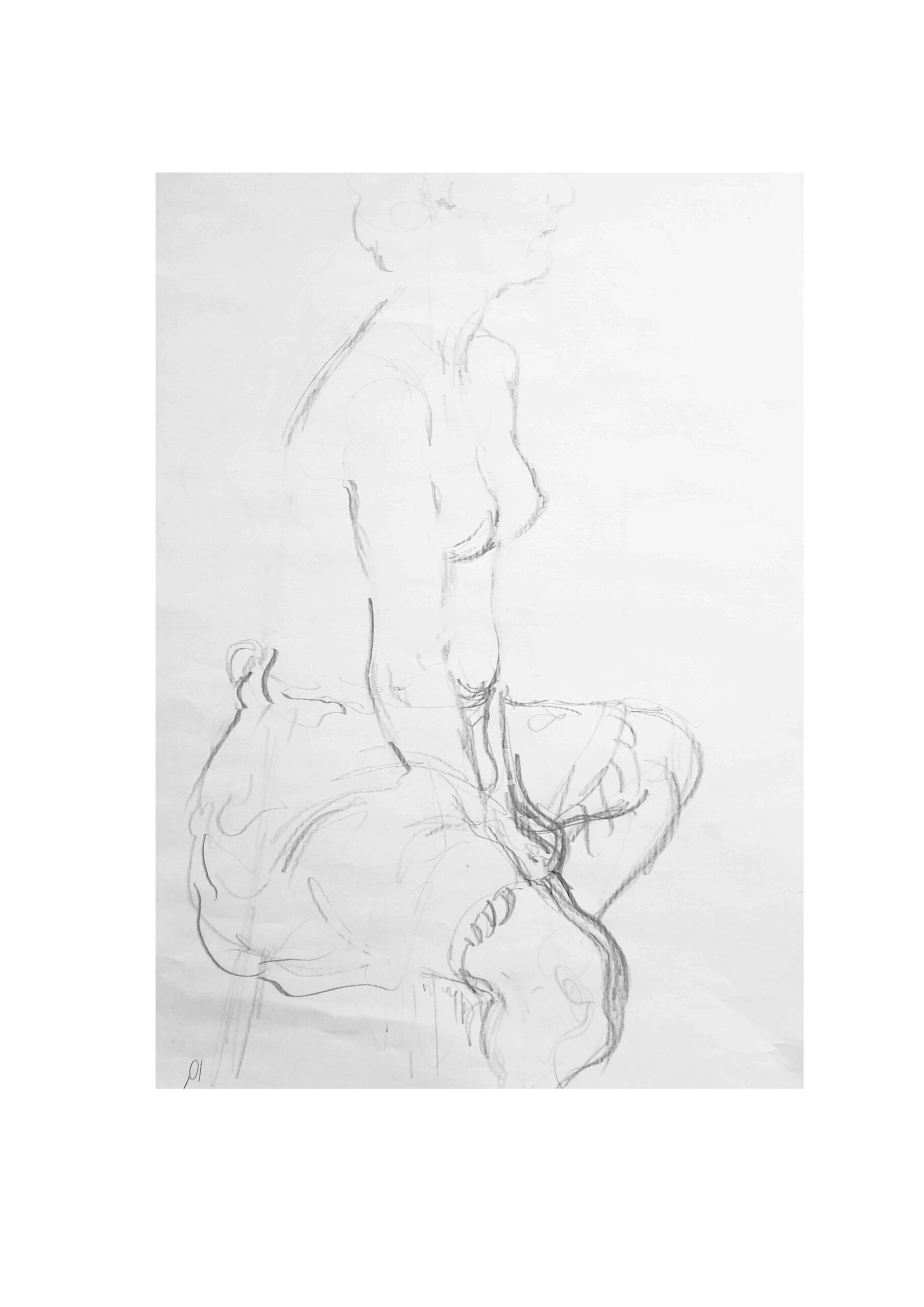 Εβίνα, σχέδιο με φούστα, μολύβι σε χαρτί, 29x21 εκ, 2022